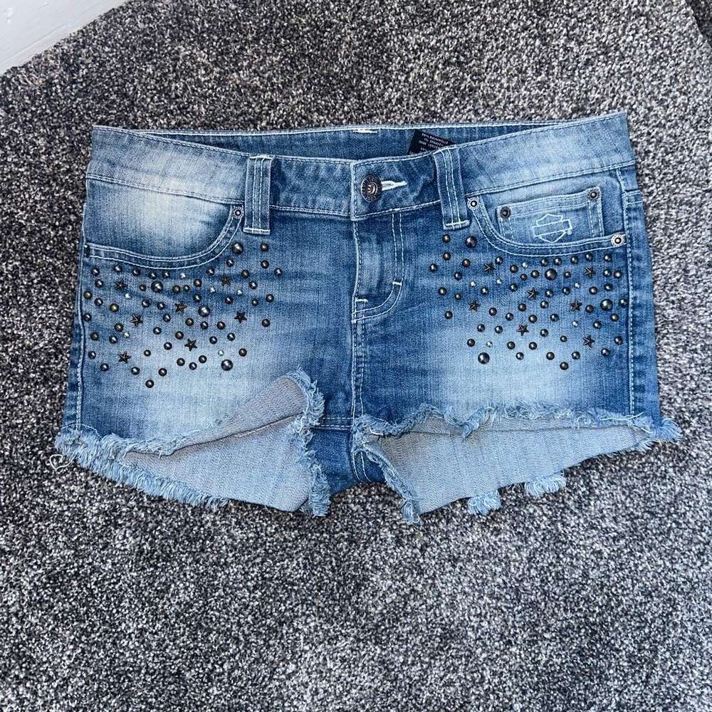 Studded Denim Harley Davidson Women's Shorts